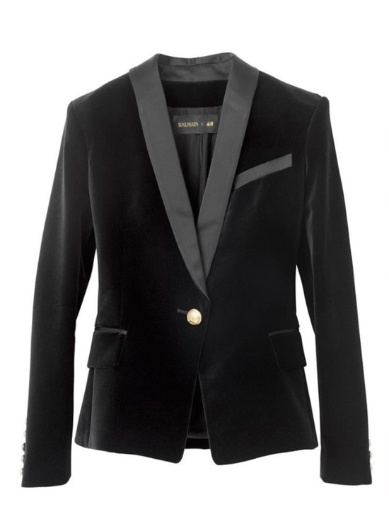 H&M Jackets & Blazers - H&M x Balmain Black Velvet Blazer